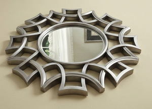 Modern Geometric Iron Frame <b>Round</b> <b>Wall</b> <b>Mirror</b> Silver Finish Decorative Starburst <b>Wall</b> <b>Mirror</b> Luxury Home Decor - Product Image 6