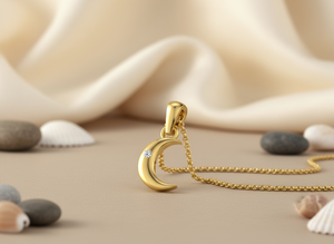 Collier Pendentif Croissant de Lune en Or 14 carats Personnalisé avec Diamant de Laboratoire VVS1, Fabricant de Bijoux Célestes, Fournisseur de Breloques OEM ODM en Gros - Product Image 4