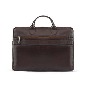 Luxury Full Grain Leather Office Laptop Bag for Men Vintage Brown Executive Messenger <b>Briefcase</b> with Zipper Closure - Product Image 1