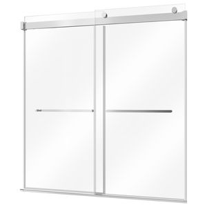 Puerta Corredera de Ducha sin Marco, 60'' de Ancho x 60'' de Alto, Vidrio Templado Transparente de 5/16'', Acabado Plateado - Product Image 1