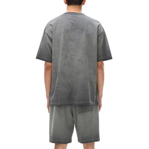 Camiseta de Manga Corta para Hombre, Estilo Vintage, Color Gris Jaspeado, Cuello Redondo, Lisa, Informal - Product Image 3