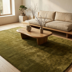 Tapis moderne en laine verte tufté à la main, antidérapant, texturé, pour salon, chambre, décoration intérieure, doux et contemporain - Product Image 3