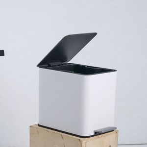 SSTC102-15L-W Cestino per Rifiuti da Cucina in Acciaio Inox 15L Bianco - Product Image 1