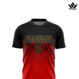 Camiseta de Fútbol SPARKWELL para Hombre, Manga Corta, Sublimada, Roja y Negra, Absorbe la Humedad, Nombre y Número Personalizables, Corte Atlético - Product Image 5