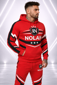 Conjunto Deportivo Rojo para Hombre, Sudadera con Capucha y Pantalones Jogger, Logotipo Personalizado, Ropa Deportiva Urbana de Diseño, Venta al Por Mayor - Product Image 4