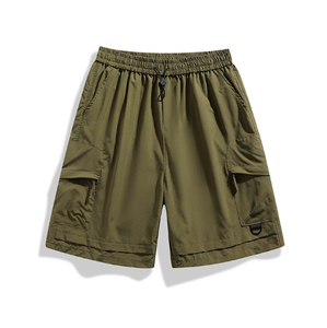 Pantalones Cortos Cargo Verde Oliva para Hombre, Cintura Media, Elásticos, de Secado Rápido, Transpirables, 100% Algodón, Deportivos, Casuales, con Bolsillos - Product Image 1