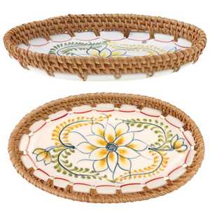 European Design Mother Pearl Rattan Multifunction Serving Tray Tableware Decor for Kitchen Household Snack Storage Tea Tray - Product Image 1