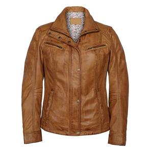 Veste en cuir pour femme fabriquée en usine à prix abordable, avec logo personnalisé imprimé, col montant, tricotée, taille adulte - Product Image 6