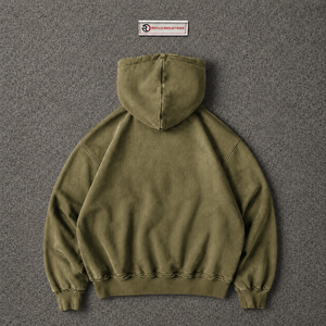 เสื้อฮู้ดซิป Olive วินเทจสไตล์ดิสเทรส ปักลาย "Feel Lost But Im Back" ทรงโอเวอร์ไซส์ สตรีทแวร์ ลุคซักฟอก ทรงปกติ - Product Image 6