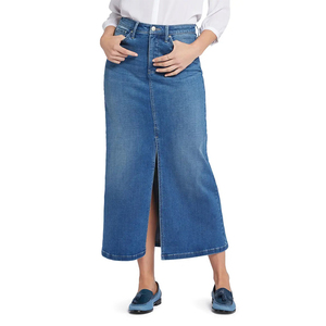 Último Diseño 2026: Faldas Largas de Mezclilla de Seda Bordadas de Lujo para Mujer, Ajustables, Estilo Casual, con Botones, Venta al por Mayor a Bajo Precio - Product Image 1