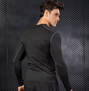 Rashguard de manga larga con logotipo personalizado OEM para hombre, mallas deportivas de secado rápido para gimnasio, ropa deportiva de manga larga - Product Image 3