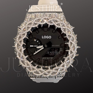 Montre de luxe Moissanite VVS sertie de diamants avec mouvement à quartz G-Shock et finition haut de gamme pour cadeau de mariage ou de fiançailles unisexe - Product Image 2
