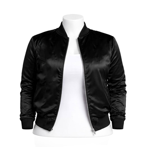 Veste en satin noire personnalisée pour femme avec logo grec brodé, séchage rapide, style sororité tendance, vente en gros - Product Image 5
