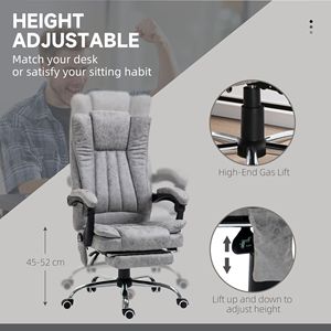 Sedia da Ufficio Reclinabile con Massaggio e Calore, Poggiatesta Alto, 6 Punti di Massaggio, Altezza Regolabile, Poggiapiedi Nero per Donne - Product Image 4