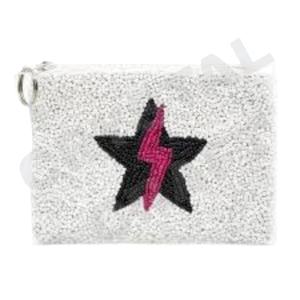 Star personnalisé beau porte-monnaie portefeuille avec accessoire de perles de rocaille fermeture à glissière à la main pochette à monnaie à la mode - Product Image 1