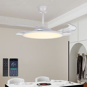 Ventilateur de plafond LED 42 pouces avec éclairage, montage encastré, DC réversible, 3 températures de couleur, faible bruit, télécommande rétractable - Product Image 1