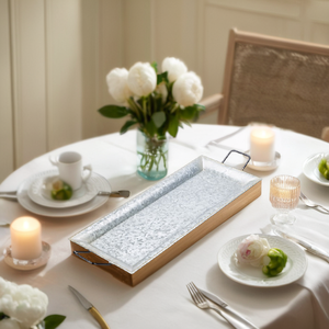 Plateau de service rectangulaire en aluminium MT-828 avec grande poignée décorative Design attrayant pour les articles de cuisine à domicile - Product Image 2