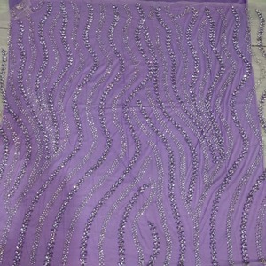 The Classic Modest Charm Nigerian Exclusive Hand Beaded Lace Fabric With Emerald Crystal Stone Work Net Lace Fabric For Wedding - Product Image 1