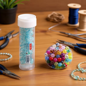 Perline craquelé Ilan da 8 mm blu piscina per la creazione di gioielli - Product Image 2