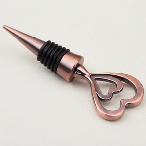 Tapón de Botella de Vino Reutilizable de Aleación de Zinc en Forma de Corazón, Elegante Tapón Metálico para Bebidas con Sello de Silicona Hermético para Bar, Venta al Por Mayor - Product Image 1