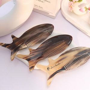 Hand Crafted Personalized Natural Buffalo Horn Fish <b>Comb</b> Anti Static <b>Hair</b> <b>Comb</b> Handmade Detangling <b>Comb</b> Unique for Women Men - Product Image 1
