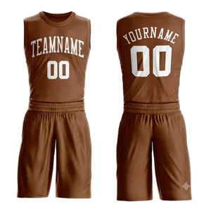 Wholesale Rate Custom Reversible <b>Brown</b> Basketball Jersey Set Sportswear Basketball Uniforms Team Wear For Men's - Product Image 1
