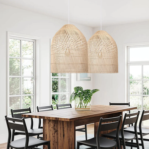 โคมไฟหวายสานแบบแขวน ทำมือจากวัสดุธรรมชาติ สำหรับตกแต่งห้องนั่งเล่น ห้องครัว คาเฟ่ รับผลิตแบบ OEM ODM - Product Image 2