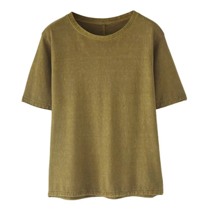 เสื้อยืดแฟชั่นแขนสั้นสำหรับผู้หญิงผ้าคอตตอนธรรมดาลำลอง - Product Image 5