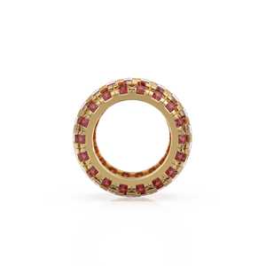 Rondelles grandes de oro macizo italiano de 14K con rubí rojo, rondelle decorativa, rubí, charm realzador, rubí engastado en pavé, espaciador de rubí como piedra de nacimiento de julio - Product Image 5