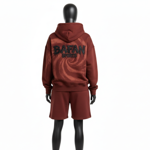 Ensemble court en molleton de coton premium 320 GSM pour femme, marron délavé, avec logo brodé sur le côté. - Product Image 2