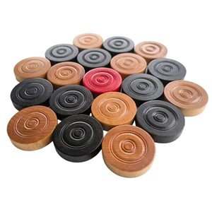 Round Wooden Checkers Pieces Carved <b>Ring</b> Disc Game Tokens Black Red Natural Wood - Product Image 5
