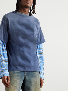 Camiseta de Manga Corta con Cuello Redondo para Hombre, Tejido Grueso 100% Algodón, Estilo Oversize, con Logotipo Personalizado Impreso, Ropa Urbana - Product Image 2