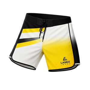 Custom Black White Yellow Men’s <b>Surf</b> Board Shorts Quick Dry Swim Trunks Sublimation Printed Beach Water Sports Shorts OEM ODM - Product Image 1