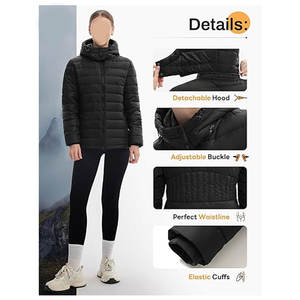 Chaqueta Acolchada Plegable para Mujer, Ligera, Impermeable, Cálida, con Cierre Completo, con Capucha, para Invierno, Casual, para Exteriores, para Clima Frío - Product Image 6