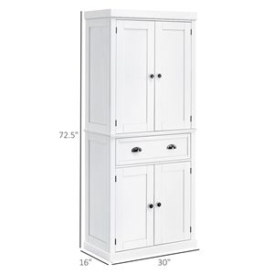 Armadio dispensa da cucina bianco autoportante da 72 pollici con ripiani per lo stoccaggio - Product Image 3