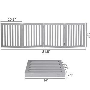 Cancelletto di Sicurezza per Cani in Legno a 4 Pannelli Pieghevole Autoportante 24 Pollici Grigio - Per Casa e Giardino - Product Image 3