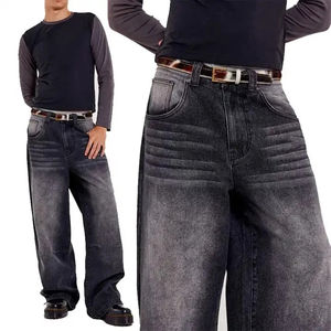 Nuevos Pantalones Vaqueros Negros Holgados para Hombre con Lavado Ácido, Talla Grande Cómoda, la Mejor Calidad, Fabricación de Ropa, Color Sólido de Alto Gramaje - Product Image 3