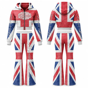 Ensemble de survêtement personnalisé pour femme, à capuche, manches longues, fermeture éclair, tenue décontractée, respirant, en polyester - Product Image 1