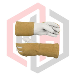 ถุงมือป้องกันความร้อนสำหรับนักดับเพลิง ถุงมือเชื่อมโลหะเพื่อความปลอดภัยในอุตสาหกรรม ป้องกันไฟไหม้ หนังแท้กันการบาด ขนาด 14 นิ้ว ปราศจากซิลิโคน - Product Image 6