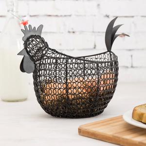 Grand panier de rangement métallique robuste avec poignées, organisateur en fil métallique pour la maison, la cuisine, le garde-manger, le rangement sur étagère, en forme de coq - Product Image 1