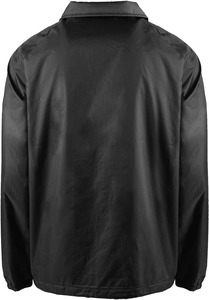 Men's Black Windproof <b>Coach</b> Jacket Regular Fit Turn-down Collar Button Front Casual Outerwear Spring Season Polyester Shell - Product Image 2