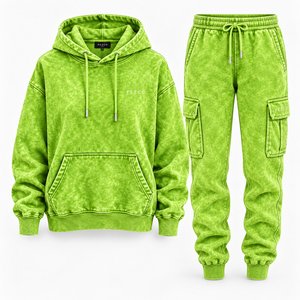 Ropa Deportiva Estilo Acid Wash, Traje Deportivo Personalizado con Bordado y Encaje, 100% Algodón Felpa, Otoño Invierno 2026, Estilo Vintage, Tallas Grandes - Product Image 4