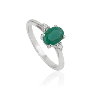 Bague de luxe artisanale pour femme, la plus vendue, 100 % authentique, avec émeraude taille ovale et diamants ronds, prix de gros - Product Image 3