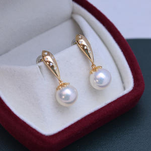 Pendientes de Plata de Ley S925 con Perlas Blancas de 9-10 mm de Zhuji Danshui, Diseño Minimalista con Ligera Imperfección - Product Image 1