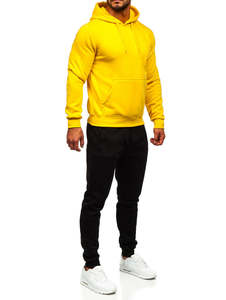 Sweat à capuche en molleton 100% coton jaune basique - Unisexe décontracté avec séchage rapide et respirant - Product Image 4