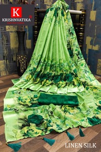 Blusa de Sari de Lino y Seda con Diseño Estampado Vintage, Tejido Suave y Cómodo, Protección Solar, Secado Rápido, para Bodas y Fiestas - Product Image 5