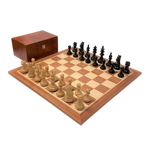 Juego de Ajedrez de Madera Sólida de Alta Gama, Piezas Personalizadas de Ébano y Madera de Boj con Peso - Tablero de Ajedrez de Madera con Acabado de Caoba Premium - Product Image 1