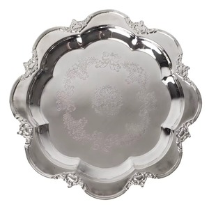 Plato de Presentación de Metal de Lujo Estilo Antiguo para Bodas, Plato para Servir de Moda, Recubierto de Plata con Base de Alta Calidad - Product Image 6