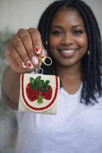 Breloque de sac brodée multi-perles, porte-clés élégant, breloque unique fabriquée à la main en Inde - Product Image 5