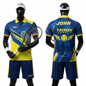 Uniforme de Tenis para Hombre de Alto Rendimiento, 150 GSM, Poliéster Interlock, Diseño de Paneles en Contraste Azul Marino y Amarillo, Sublimación, Logotipo Personalizado - Product Image 6